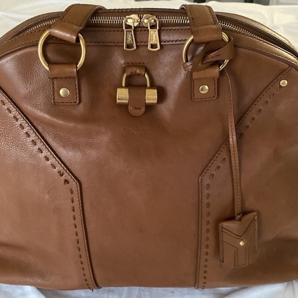 YSL Yves Saint Laurent Rive Gauche Tan Calfskin Leather XL Muse Satchel - Picture 8 of 16